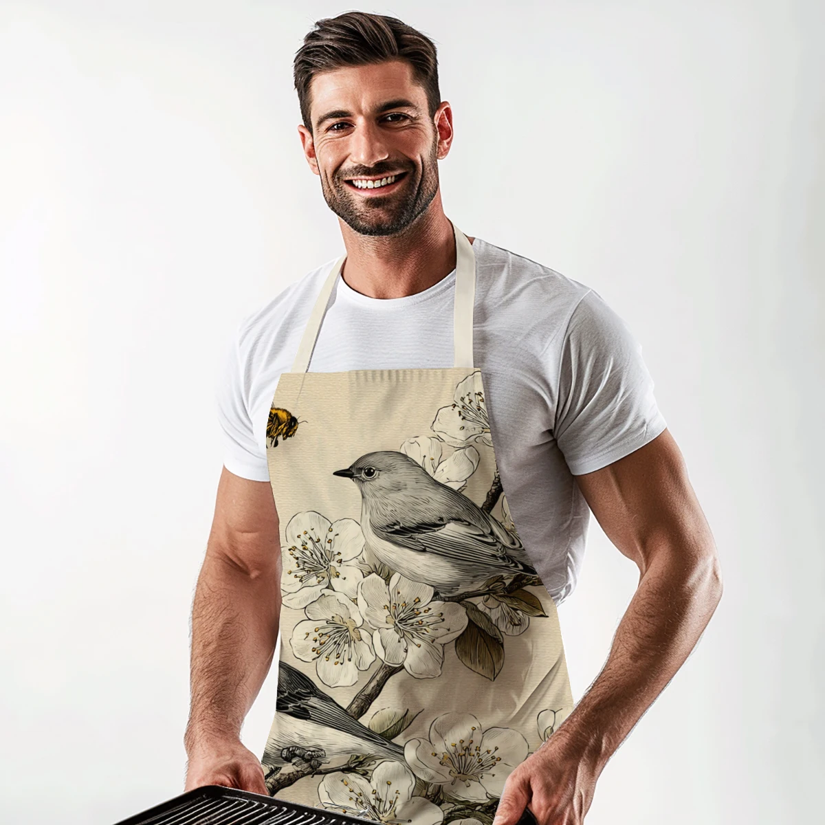 

Винтажный фартук из полиэстера с цветочным узором - стильный фартук для готовки и творчества, удобный полиэстеровый фартук для дома, студии и кухни