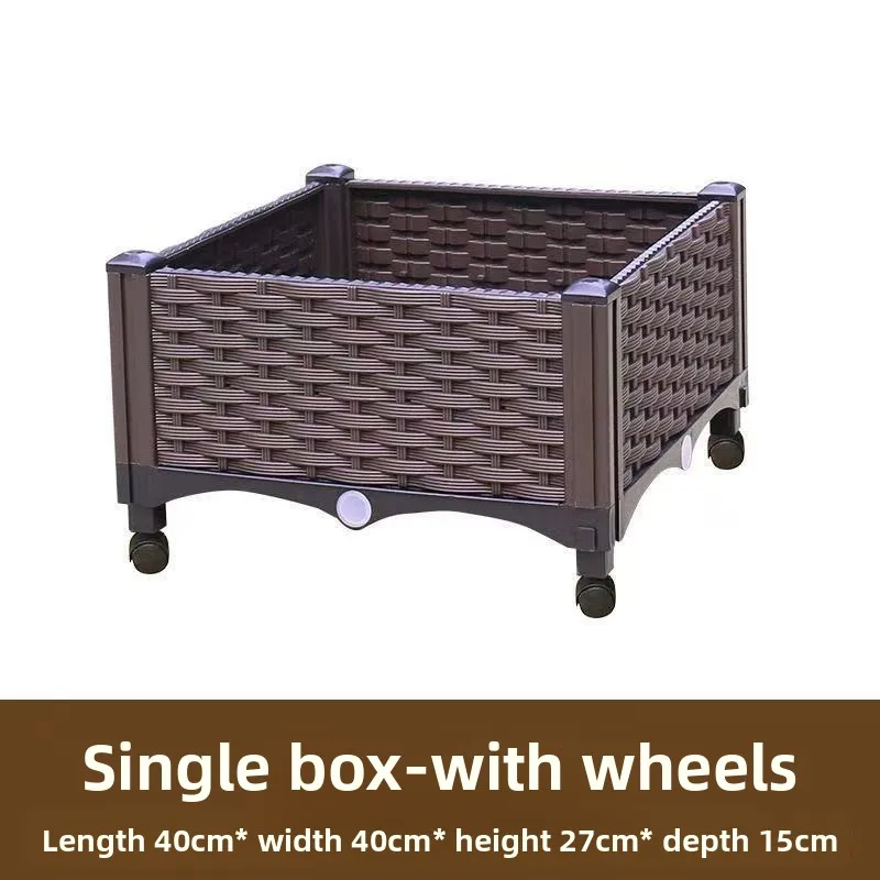 Mobile wheeled outdoor planter box, suitable for growing vegetables, flowers and fruit trees.