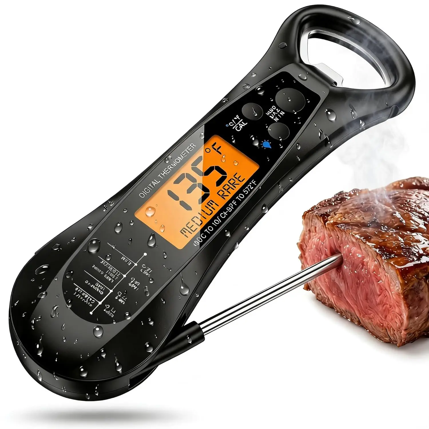 2 Probes Digital Meat Thermometer, Waterproof Fast Measurement Cooking Food Thermometer for Kitchen BBQ Grill Oil Deep Fry