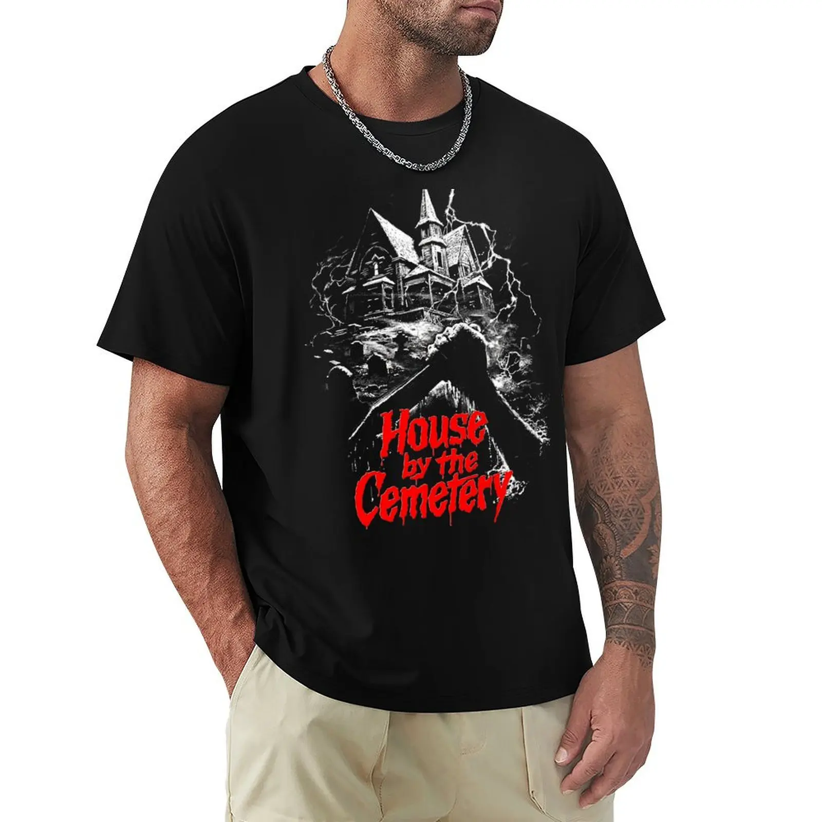 

House By The Cemetery T-Shirt summer 2025 custom shirt Short sleeve tee quick-drying plain white t shirts men