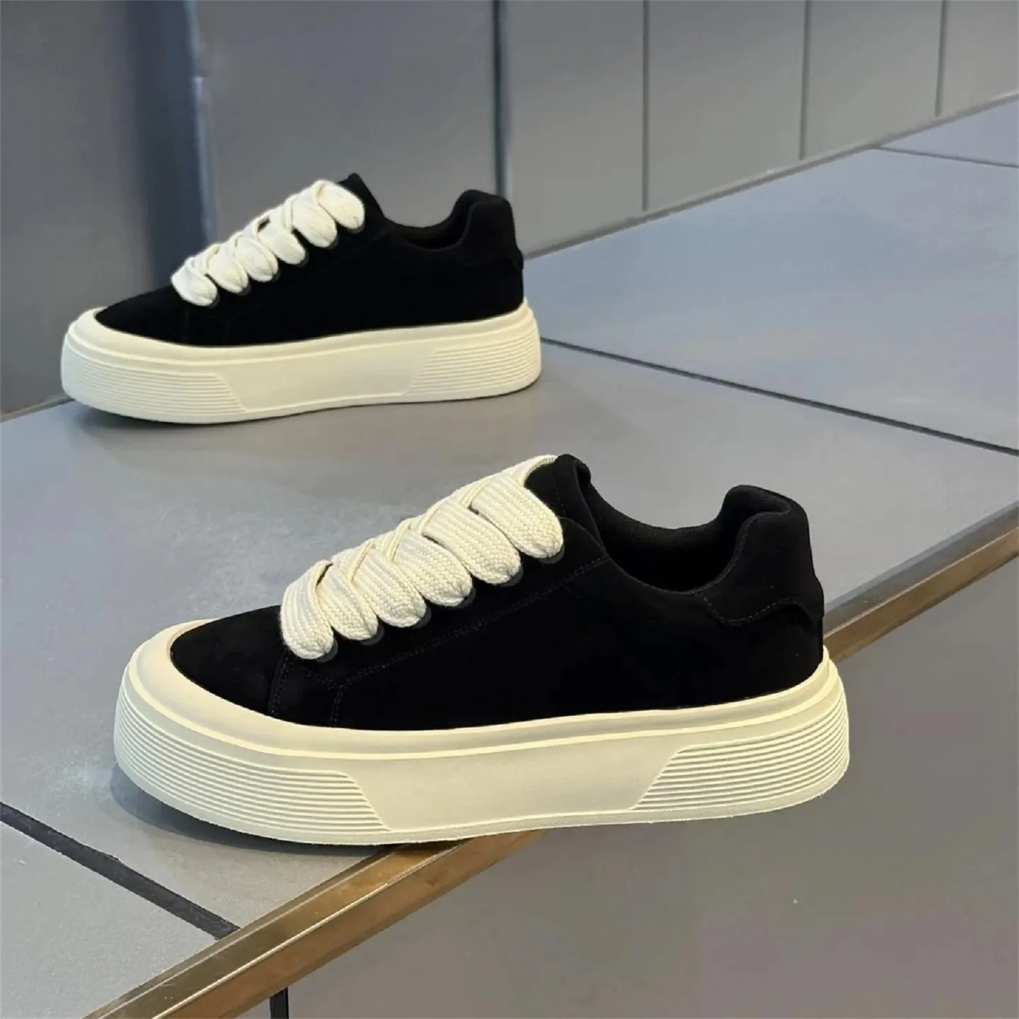 

Men's Autumn Winter Outdoor Lightweight Anti-slip Shoes Fashionable Soft Bottom Casual Leather Patchwork round Toe PVC Outsole