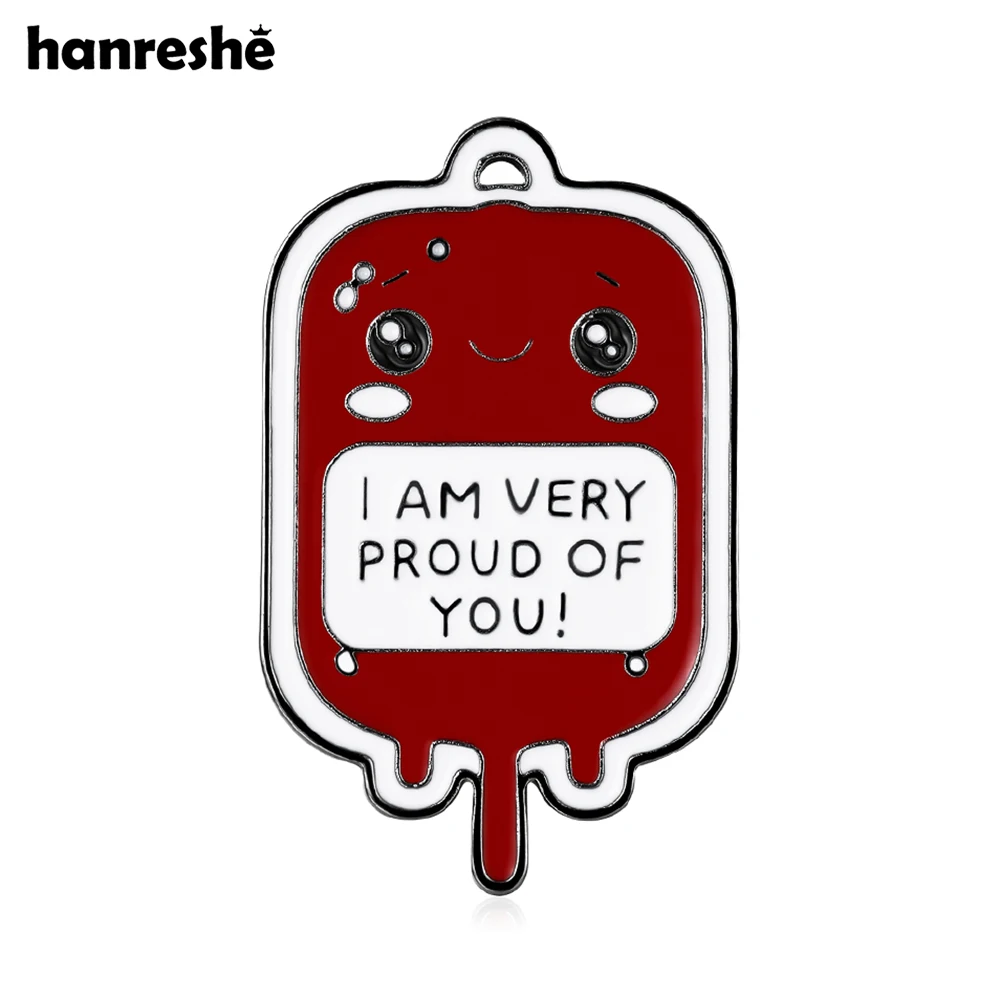 Hanreshe Lovely Blood Bag Enamel Pin Medical Backpack Lapel Bag Brooch Badge for Doctor Nurse Medicine Gifts
