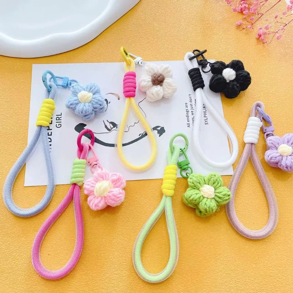 

Unique Woven Flower Key Chain Rope Colorful Car Key Ring Korean Style Phone Chain Bag Pendant Backpack Decoration