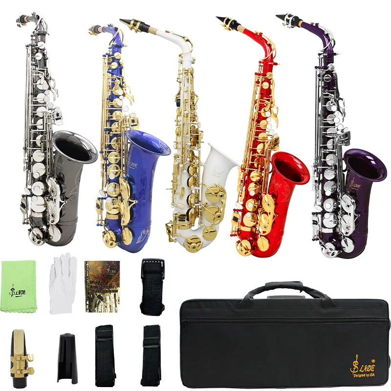 

SLADE-Eb E-Flat Альт-саксофон, ключ-ракушка для саксофона, вырезанный узор, деревянный духовой инструмент с футляром на задних ремнях, другие аксессуары для тростей