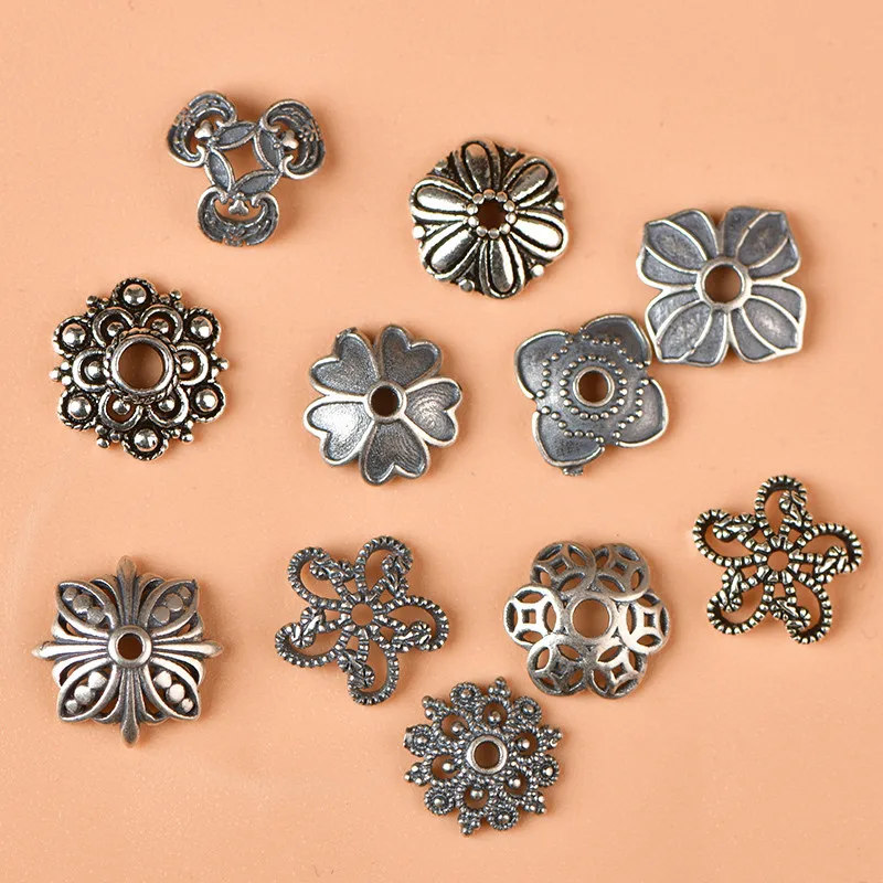 S925 Silver Bead Holder Single Bead DIY Beads Crystal Handmade Jewelry Making
