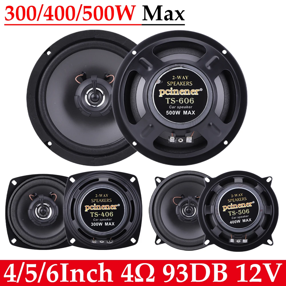 4/5/6 Inch Car Speakers 500W 2-Way Vehicle Door Audio Music Stereo Subwoofer Full Range Frequency Automotive Coaxial Speakers