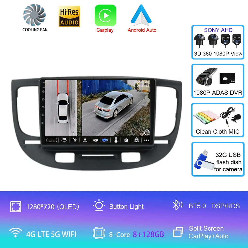 Voor Kia RIO 2 RIO2 2005 - 2011 Android 16 Bluetooth WIFI autoradio multimediaspeler GPS geen 2 Din gratis auto 360 camera 4G