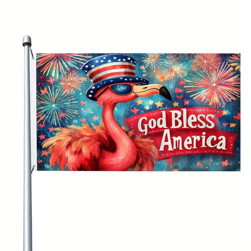 Flamingo God Bless America Artworks Polyester Garden Flag Outdoor Patriotic Decor