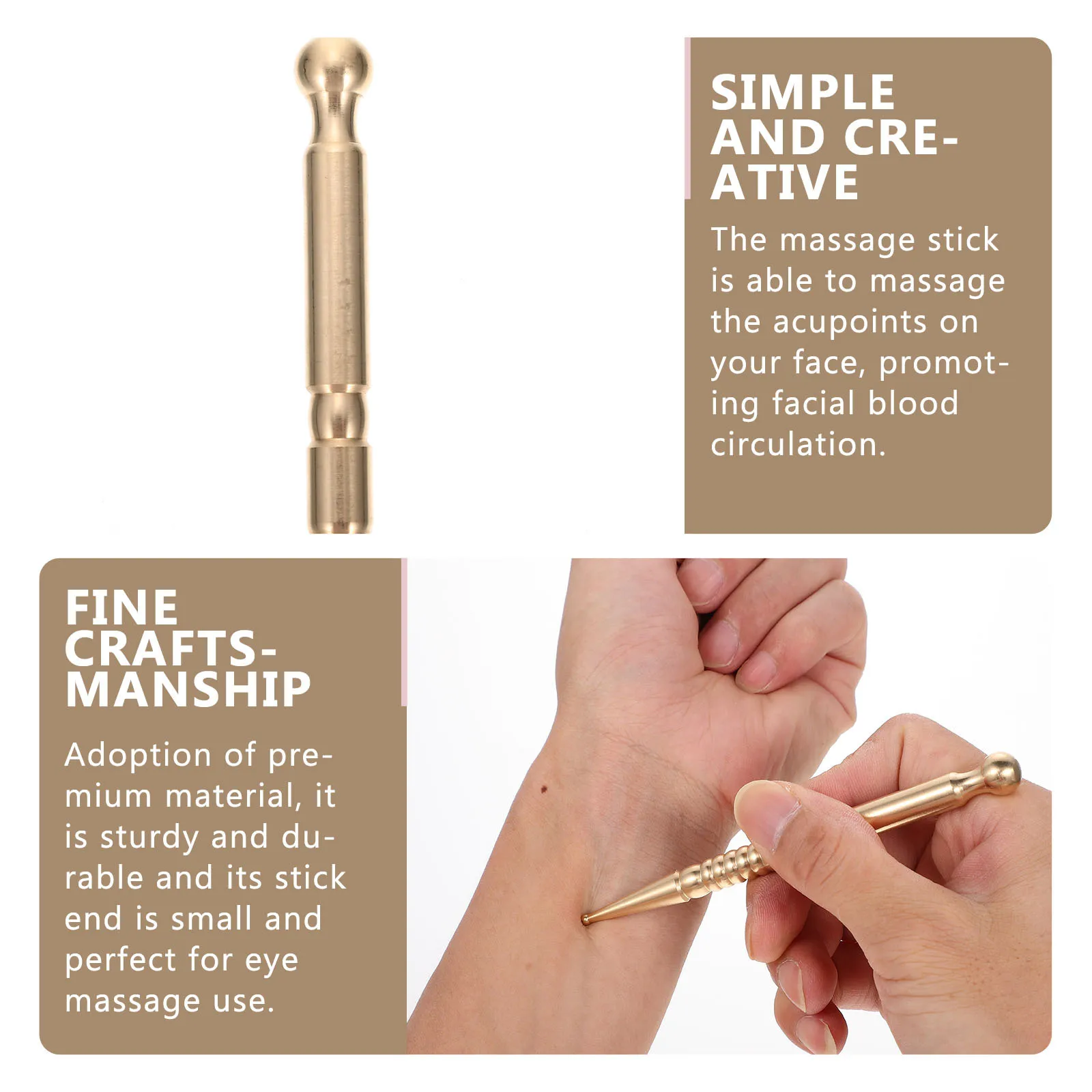 

Portable Acupoint Massage Stick Compact Design for Facial Blood Circulation Handheld Meridian Massager Tool Body Face Skin