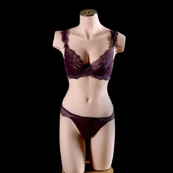 Female Soft Half-Body Mannequin with Arms Silicone Female Upper Body Mannequin Display for Underwears and Clothing Dummy Props