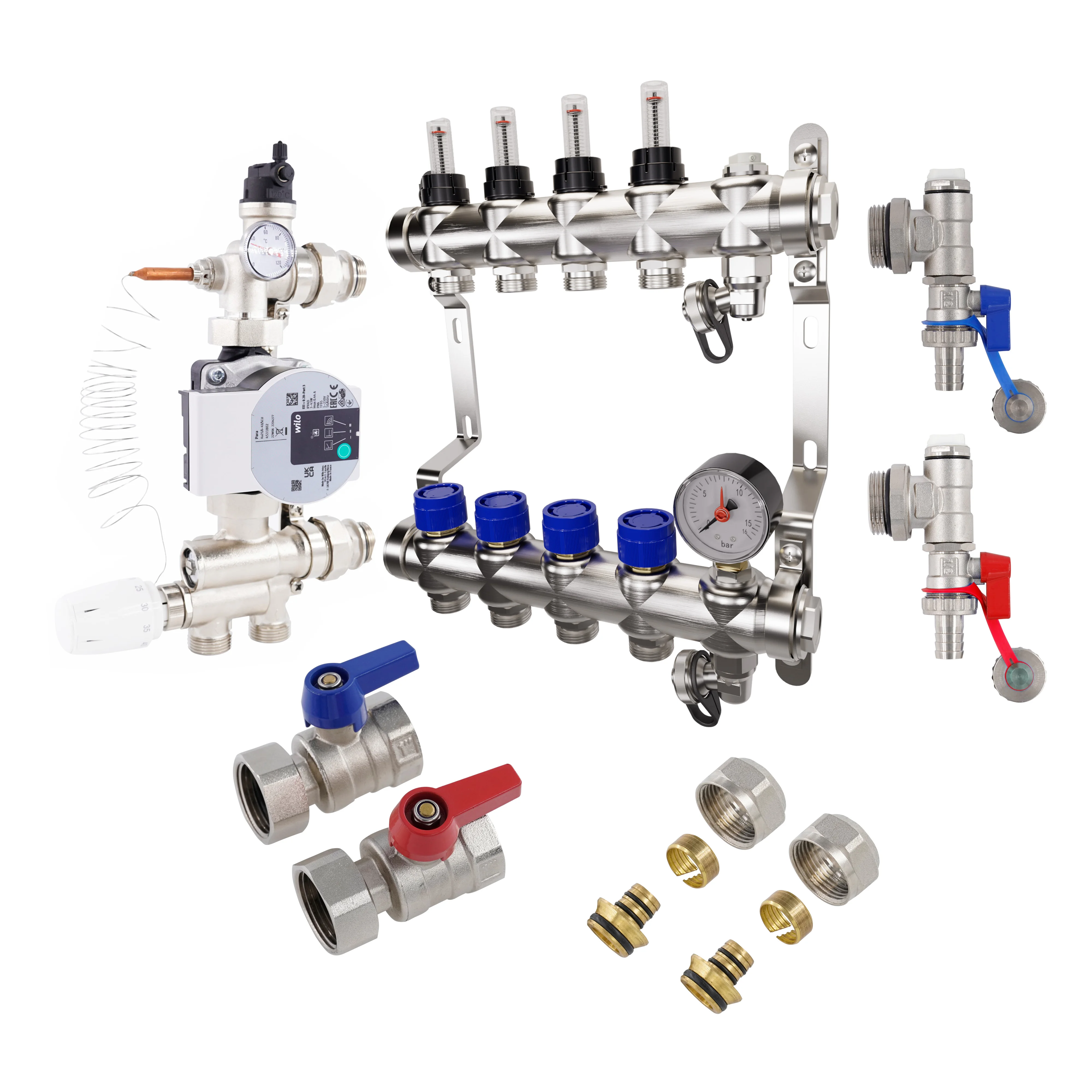 

ZL-2548+1185 Radiant Floor Heating System Complete Set Manifold Pump Mixing Valve Unit