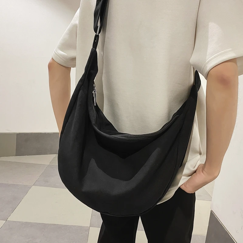 

Simple Solid Color Women Crossbody Bag Casual Canvas Men Shoulder Bag Student Leisure Travel Book Bag Large Capacity Shopper Bag