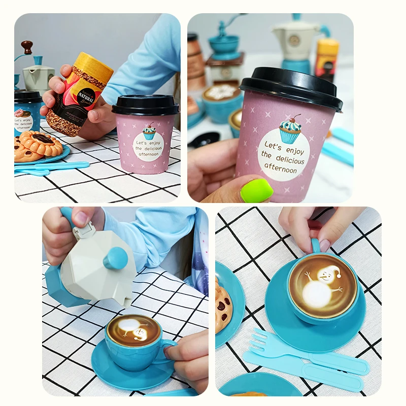 فتاة الشاي مجموعة DIY محاكاة لعبة القهوة الغذاء مصغرة التظاهر اللعب كعكة المطبخ طفل التعليم ألعاب أطفال لعيد ميلاد 3 سنوات