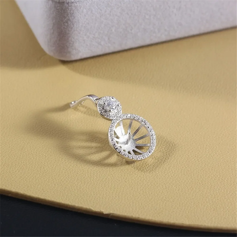 S925 Sterling Silver Pearl Pendant Setting, DIY Empty Bezel Cup Jewelry Supplies for Craft Making, Hollow Prong Pendant Findings