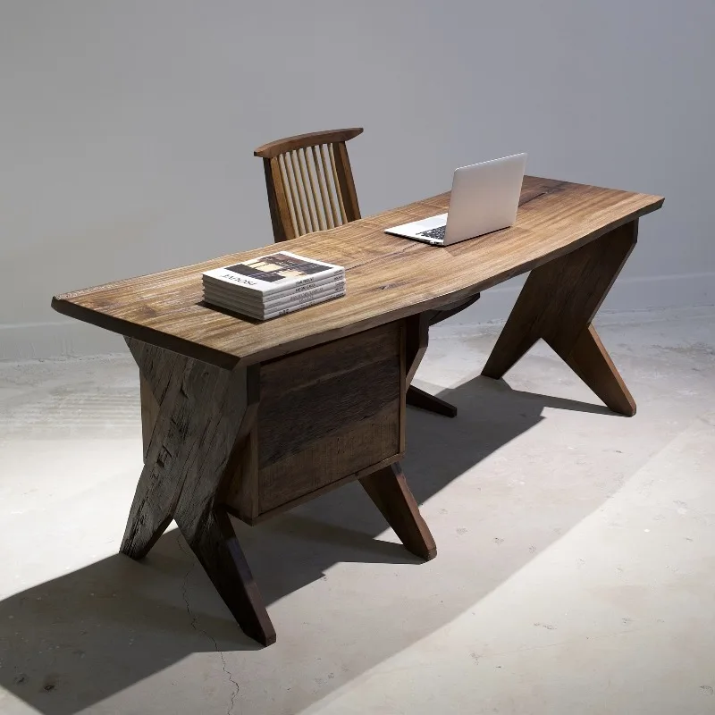 Outdoor ancient wooden table Nakajima, creative design nanmu large board desk wabi-sabi wind