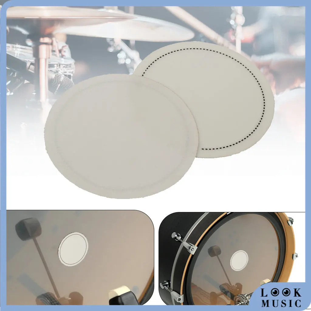 

LOOK 2pcs Bass Drum Head Pad Impact Patch Drumhead Protector Percussion Instrument Parts