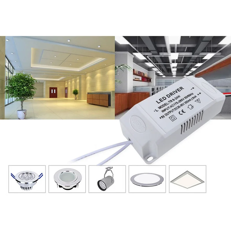 Fuente de alimentación externa de 12-24W/24-36W/36-50W, controlador LED, transformador electrónico de corriente constante para luz de techo