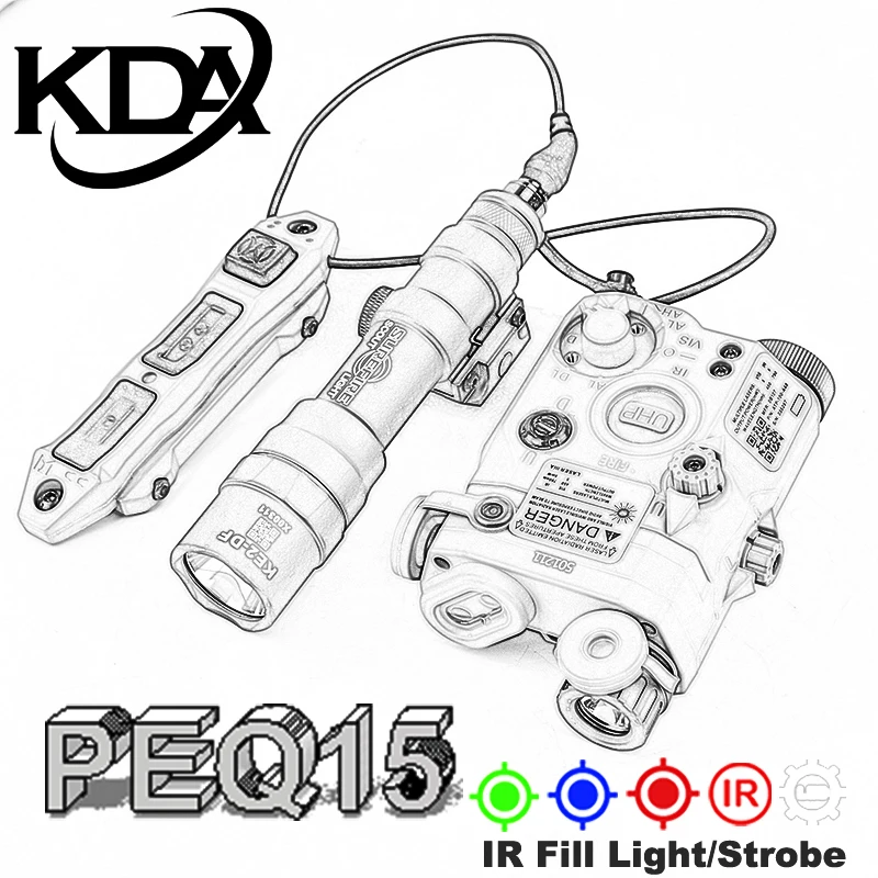 

KDA PEQ15 1400Lumens M600DF Kit Airsoft PEQ Red Dot IR Fill Light Surefir M600 Hunting Weapon Scout Light Dual Function Switch