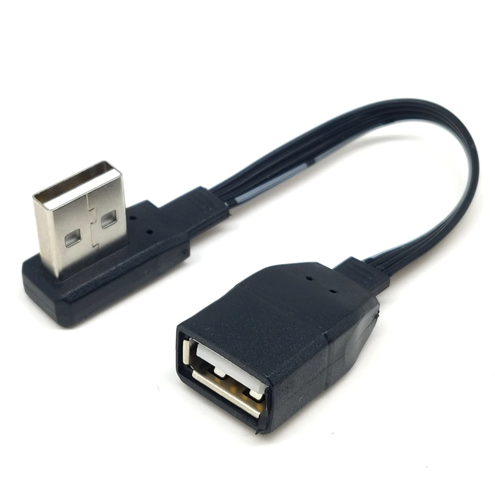 90° Type One Port USB Panel Mounting USB2.0 Plug Female Extension Cable with Built-in Screw Hole Locking Plug 5CM-1M