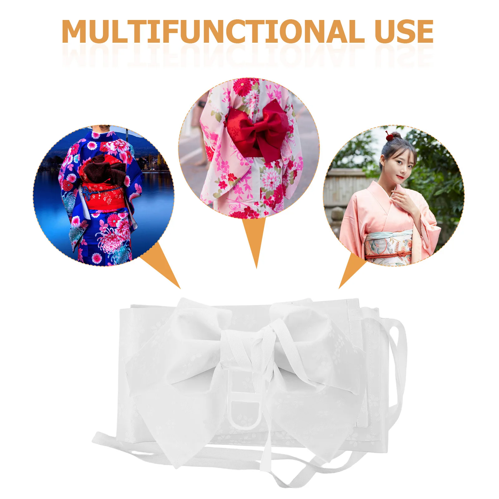 เข็มขัดคาดเอวแบบกิโมโนญี่ปุ่น ลายดอกไม้ ดีไซน์โบว์ ผ้าคาดเอวกว้างสำหรับผู้หญิง ผ้าคาดเอวแบบดั้งเดิมสำหรับพิธีชงชา เทศกาล คอสเพลย์ ฮันฟู