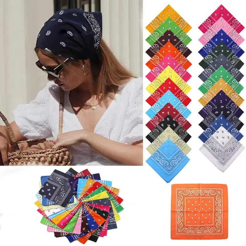 2/4Pcs Men Women Cotton Bandana Hairband Cowboy Mens Biker Sports Headwear Hip Hop Wrist Hairwrap Single Sided Head Wrap Scarf