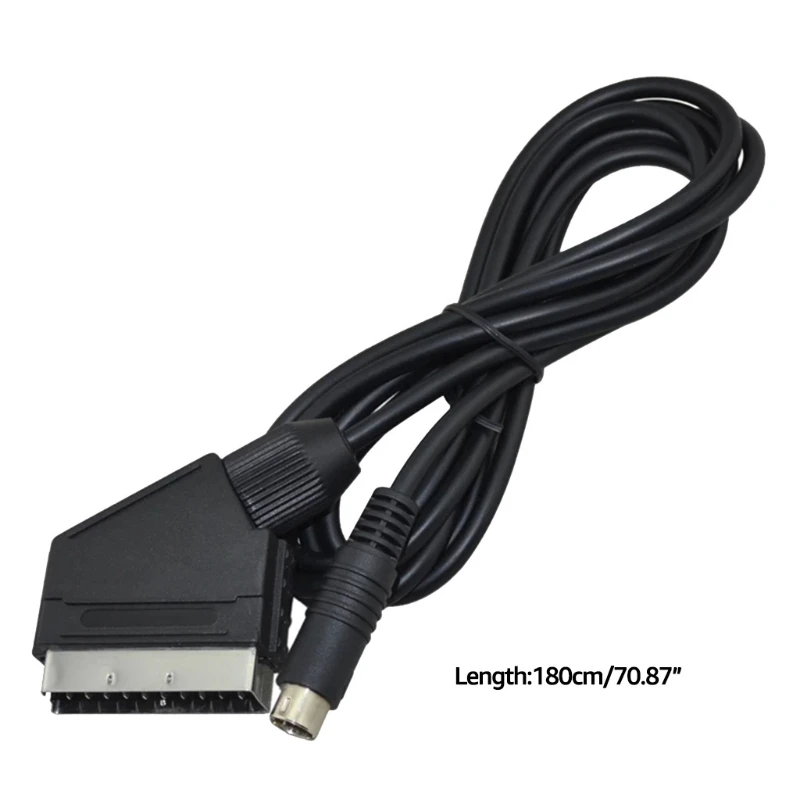 50PA 1.8m RGB Scart Cable AV Cord Stable Transmit 20-pin Connector for sega Saturn NTSC and PAL Plug - Black