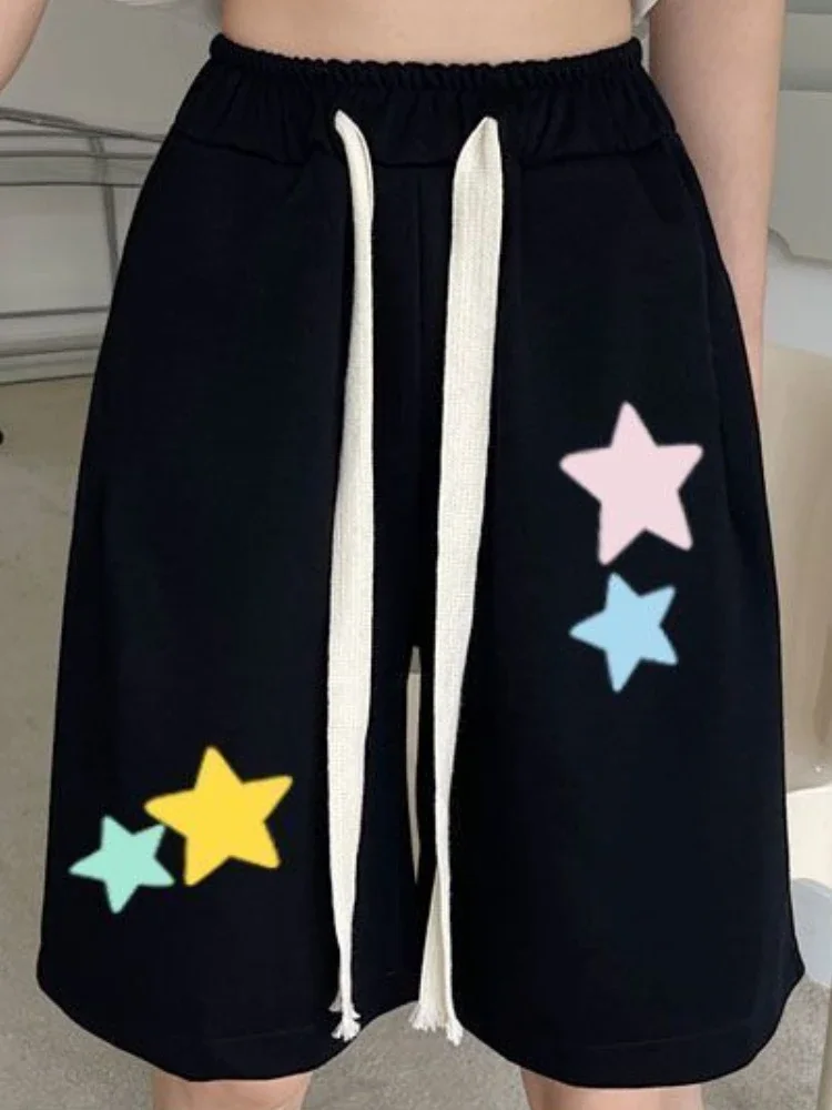 กางเกงขาสั้นผู้หญิงเอวสูงแฟชั่นตรงทั้งหมดตรงกับฤดูร้อนสไตล์อเมริกันหลวมสุภาพสตรี COZY บุคลิกภาพใหม่