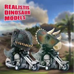 Children's Inertia Simulation Tyrannosaurus Rex Riding Motorcycle Model Toy Novelty Inertia Rebound Car Boys' Birthday Gift