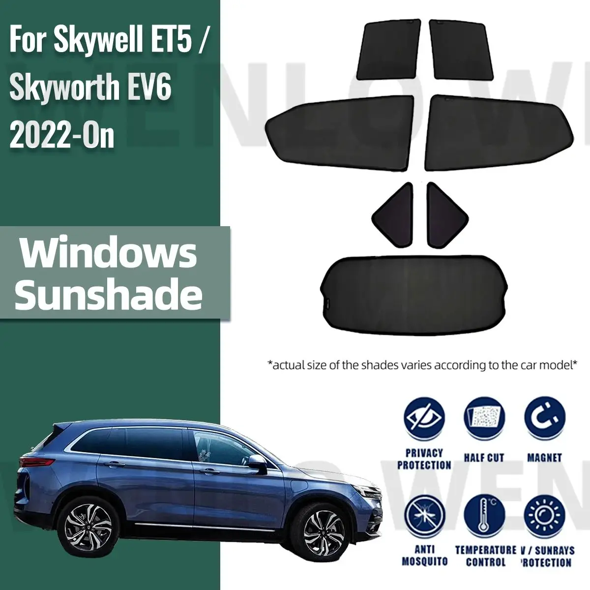 

For Skyworth Skywell ET5 Skyworth EV6 2022-2025 Magnetic Car Sunshade Front Windshield Frame Curtain Rear Side Window Sun Shades