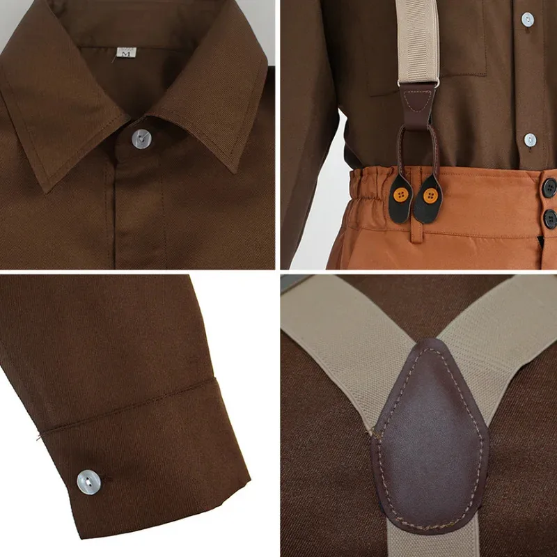 فيلم تيتانيك لعب الأدوار جاك داوسون زي الرجال تمويه فانتازيا وزرة الدنغري الأقواس بنطلون بلايز مجموعة هالوين الدعاوى