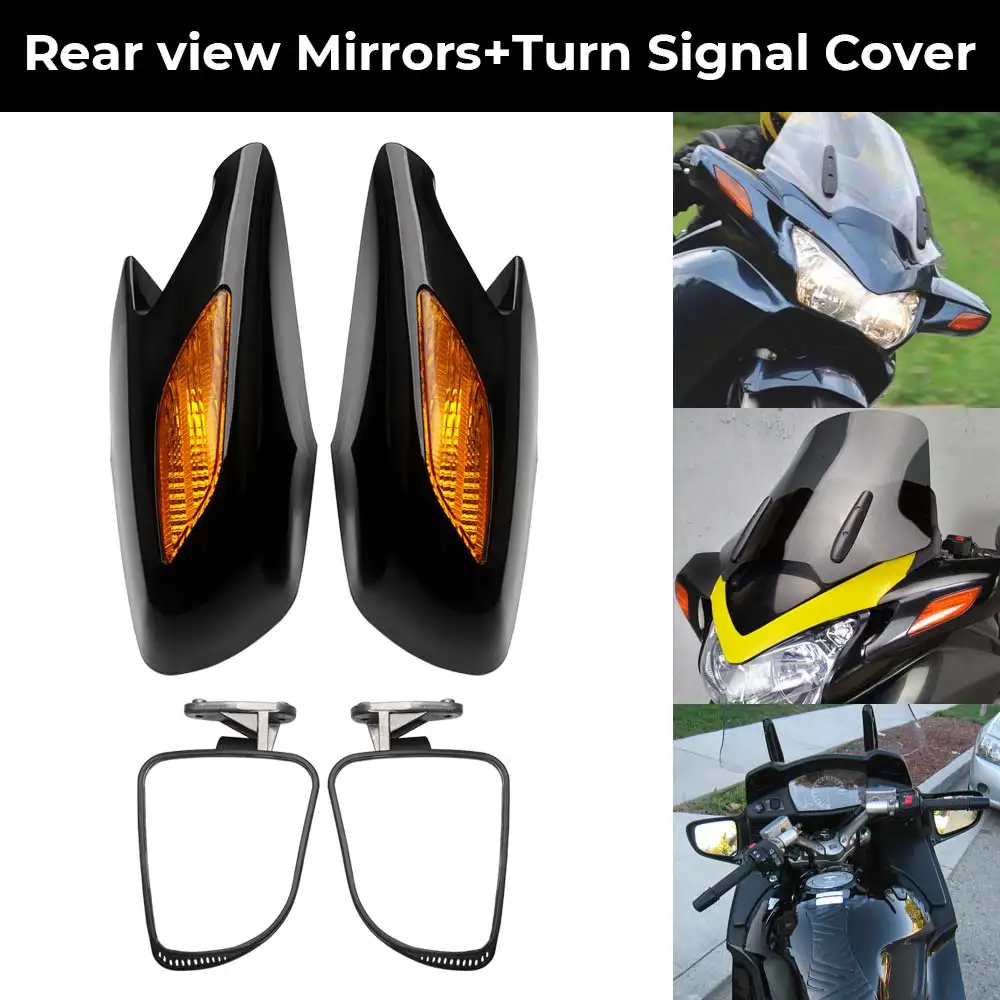 Rear View Side Mirror Rearview Mirrors/Turn Signal Cove 1Pair ABS Plastic Fit For HONDA ST1300 2002-2011 Motorcycle Accessories