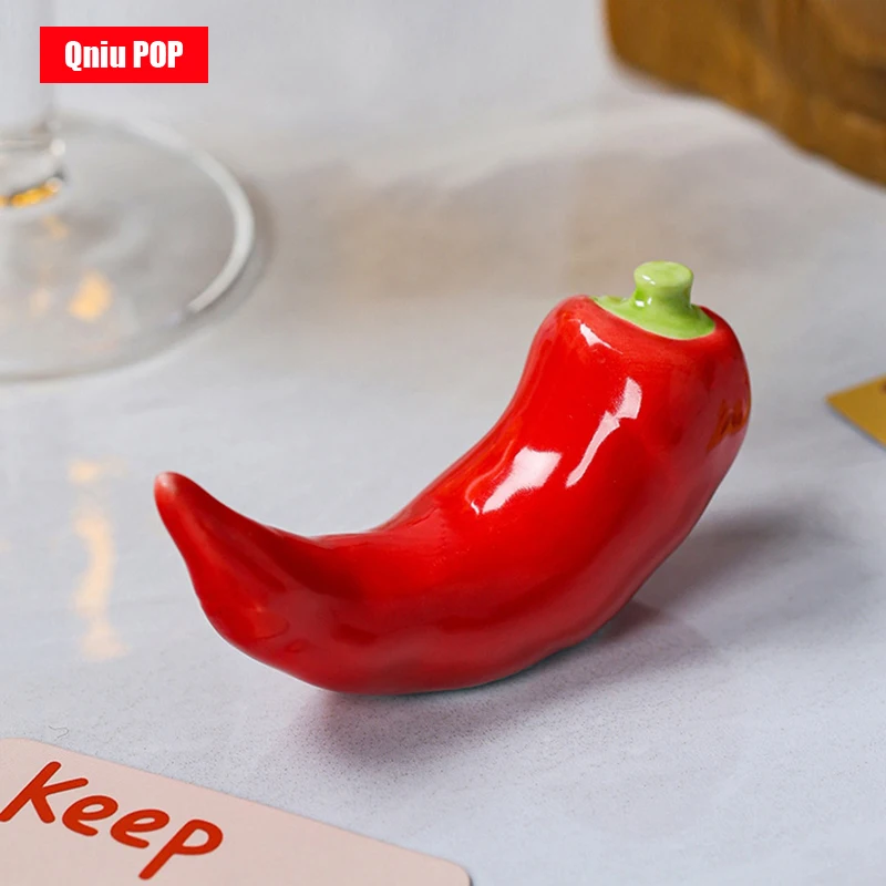 Cute Chili Shaped Ceramic Chopstick Holder, Hotel Vegetable and Fruit Chopstick Holder, Home Ceramic Ornament