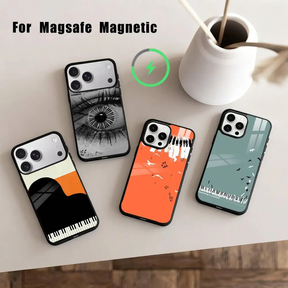 

Keyboard Art Piano Phone Case For iPhone17,16,15,14,13,12,11 Plus,For Magnetic Wireless Charge Cover