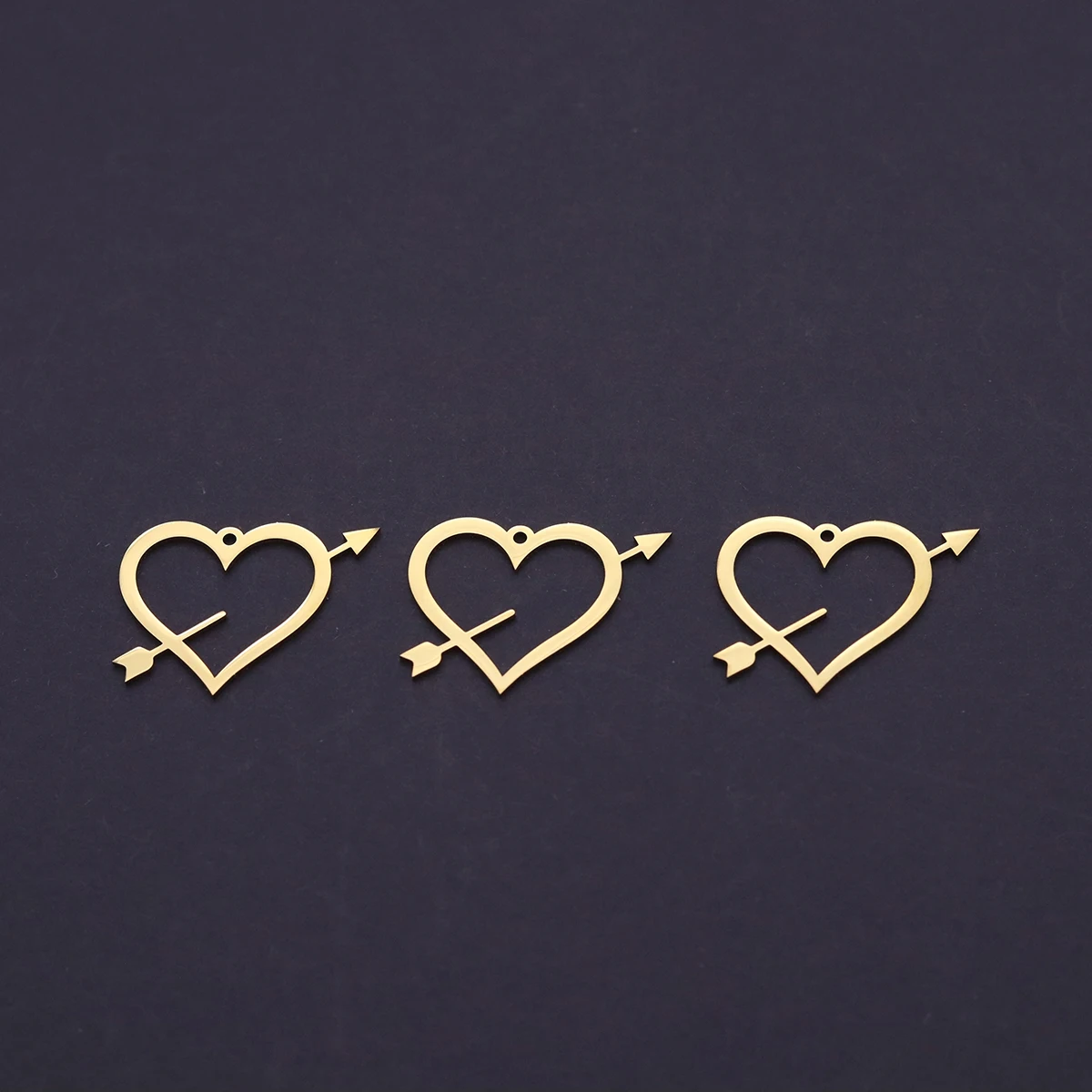 3pcs Cupid Arrow Heart Charms Stainless Steel Hollow Love Heart Pendant for DIY Jewelry Making Earrings Necklace Accessories