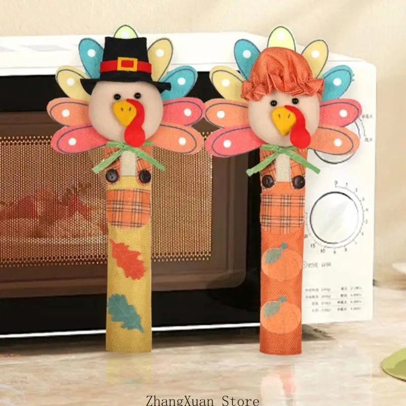 Truthahn-Kühlschrankgriffabdeckungen für Herbst-Küchen-Thanksgiving-Akzent 3XUF – Detail 4