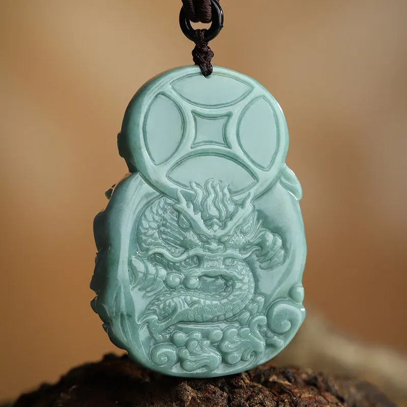 Natural genuine Myanmar jadeite God of Wealth pendant Men's and women's pendant Jade pendant Jade strap cert