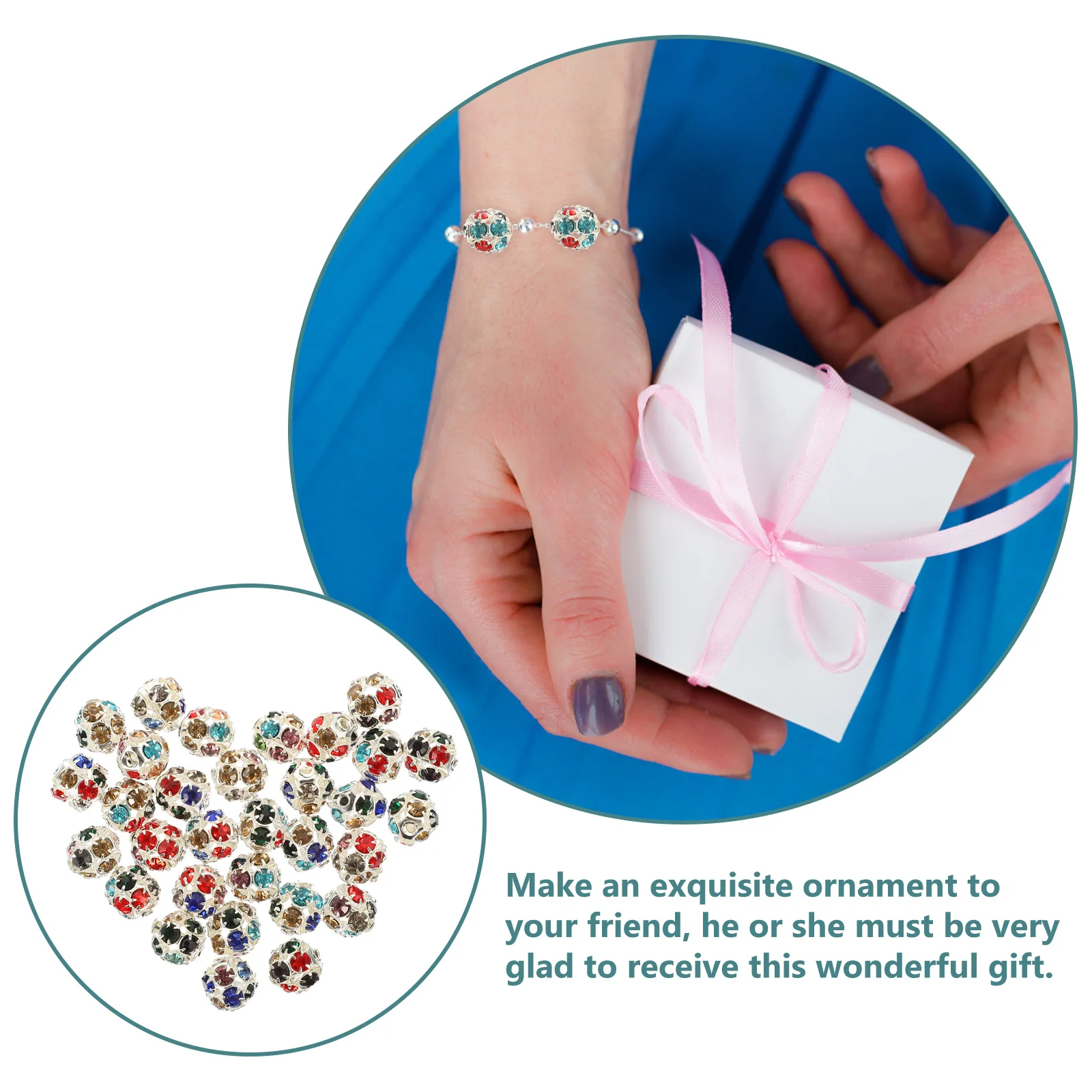 90Pcs Rhinestone Diamond Beads Spacer Loose Beads Jewelry Making DIY Supplies for Bracelets Necklaces Crafts Rhinestone Bead