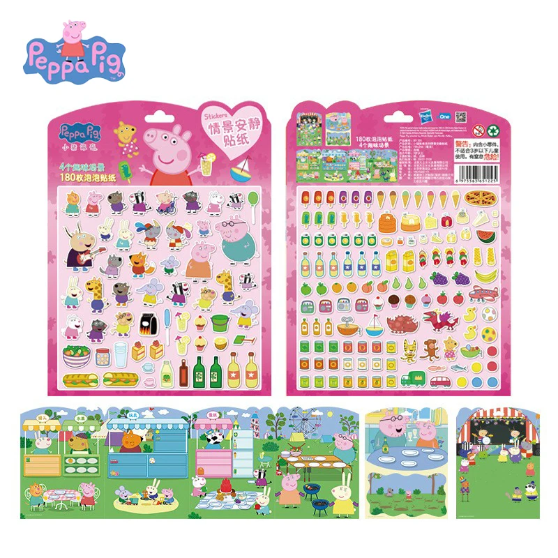 Peppa Pig Schaumstoff-Aufkleberbuch für 3–6 Jahre alte Kinder, Cartoon-Aufkleber, Kindergarten-Dressing, frühe Bildung, Lernspielzeug