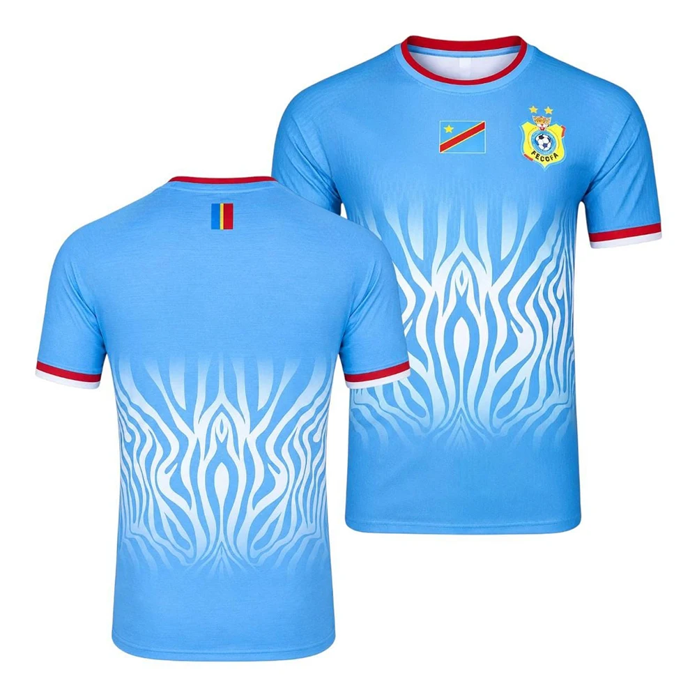 Men's DR Congo 2026 Away Soccer Jersey 3D Print Plus Size Breathable Timão Fan Edition Short Sleeve Casual Football T-Shirt 5XL