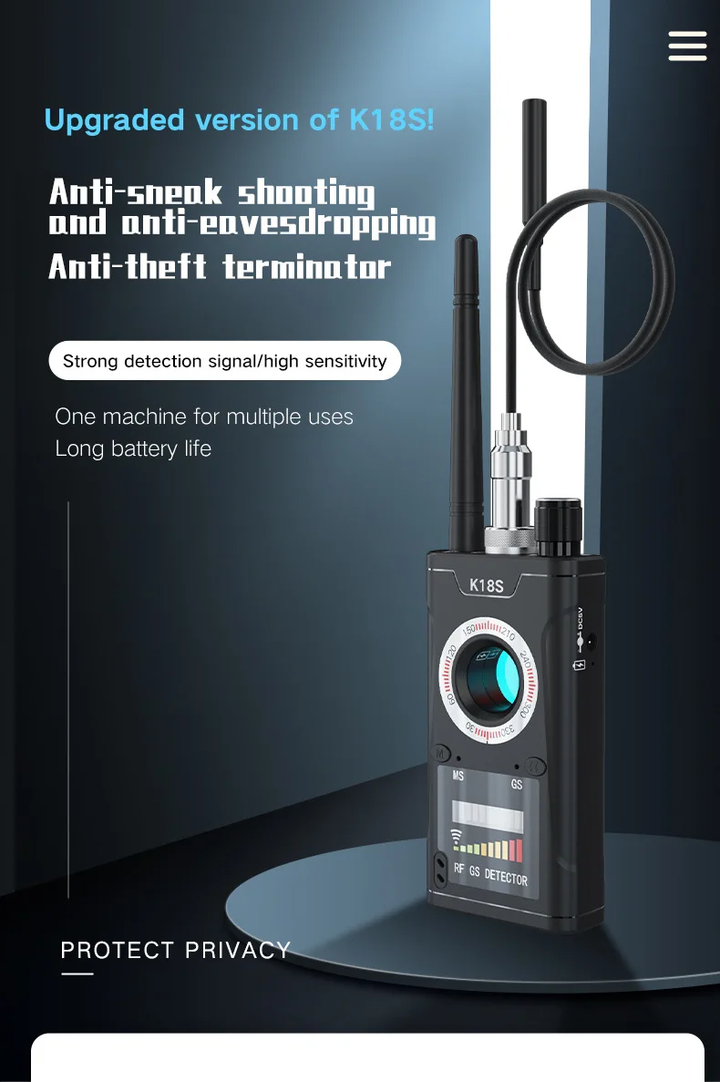 Signal Detector Car GSM Tracking Device Finder Radio Wireless RF Scanner K18S Bug CCTV Hidden Camera Detector Hacking Gadgets view 3