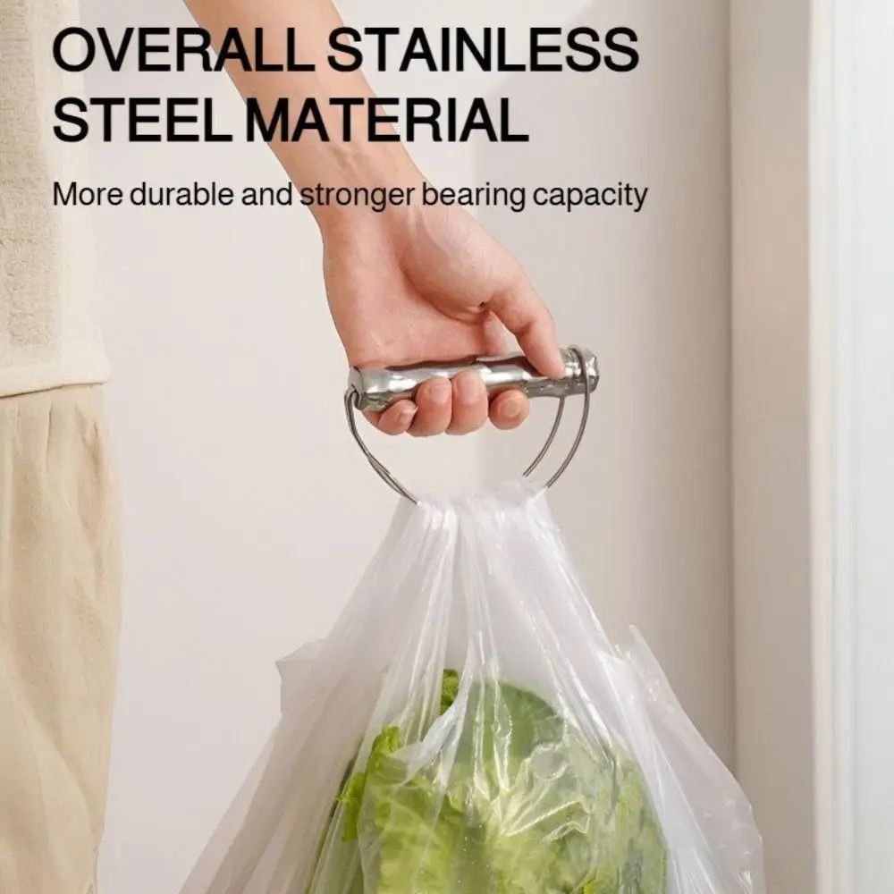 Bolsa de comestibles de acero inoxidable, mango con juntas de bambú, transportador de verduras que ahorra trabajo, soporte de carga fuerte, Clip de soporte para bolsa de comestibles