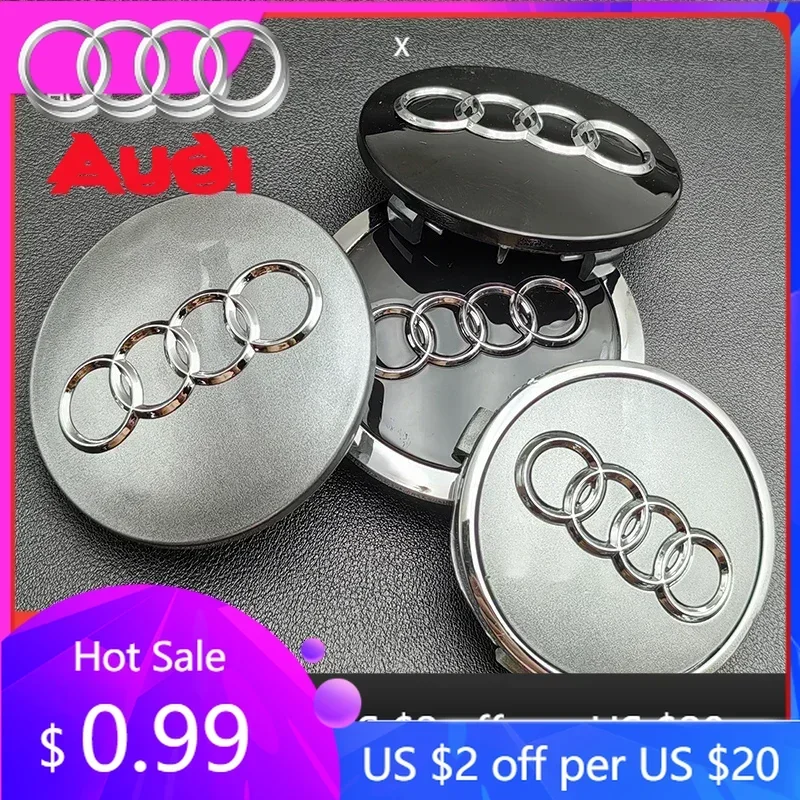 

Hub Caps Hot A4 A6 For Audi 4pcs 60mm 61mm 68mm 69mm Audi wheel hub center cover modification accessories suitable for Audi A