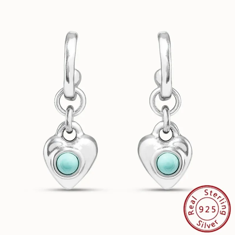

S925de50-Женские серьги в форме бирюзы в форме сердца, высокая красота, романтический праздничный подарок, оригинальные модные украшения, новинка