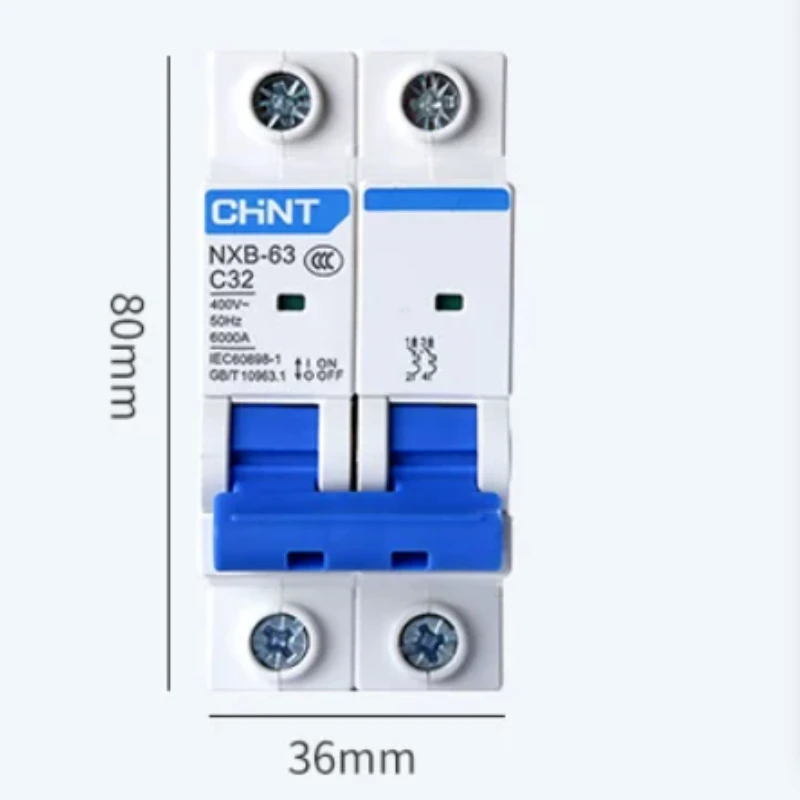 CHNT CHINT NXB-63 2P AC 230/400V Miniature Circuit Breaker C 6 10 16 20 25 32 40 63A Overload Protector  DZ47 C Style Air Switch