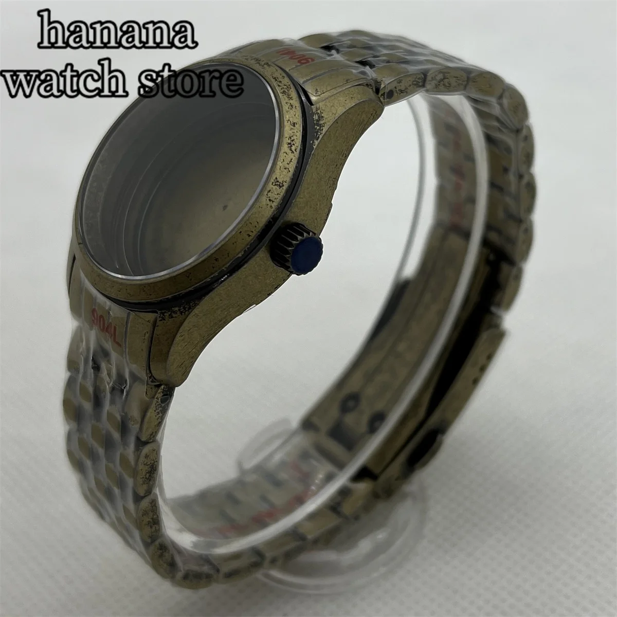 Bliger 36มม. 39มม. เคสกระจกไพลินโดมทองแดงเหมาะกับ NH34 NH35 36 ETA2824สร้อยข้อมือสแตนเลส PT5000