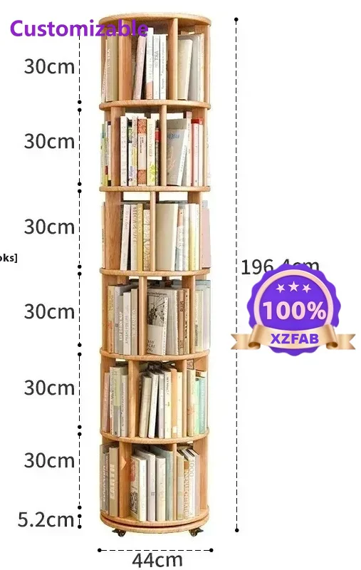 Factory Direct 2026 Vertical Vintage Rotating Bookcase Miniature Wood Miniature House Rotating Bookcase Storage Mueble De