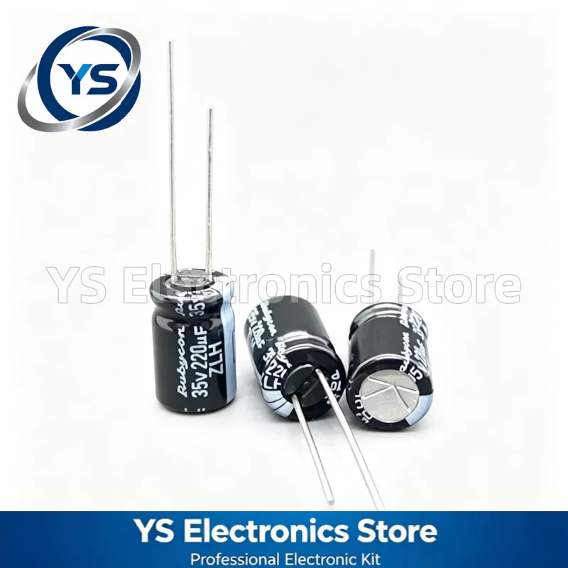Rubycon ZLH Series 35V220UF 8x12mm 35ZLH220MEFC8X11.5 35V 220UF Electrolytic Capacitor New Original Long Life Low ESR 20%