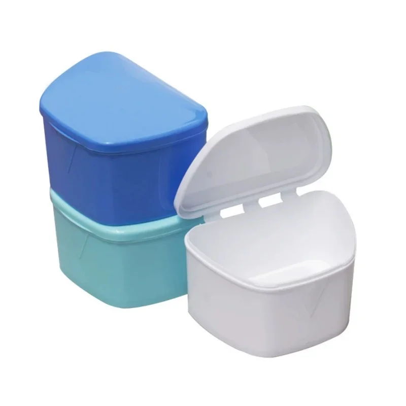 Hot sales Denture Tray Box Dental Orthodontic Braces Retainer Case Vent Holes ​False Teeth Protective