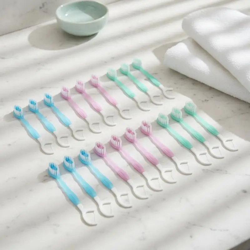 10Pcs 2 In 1 Dental Floss Toothbrushes With Soft Nylon Bristles And Durable Floss Perfect For Daily Oral Care Travel Home Use