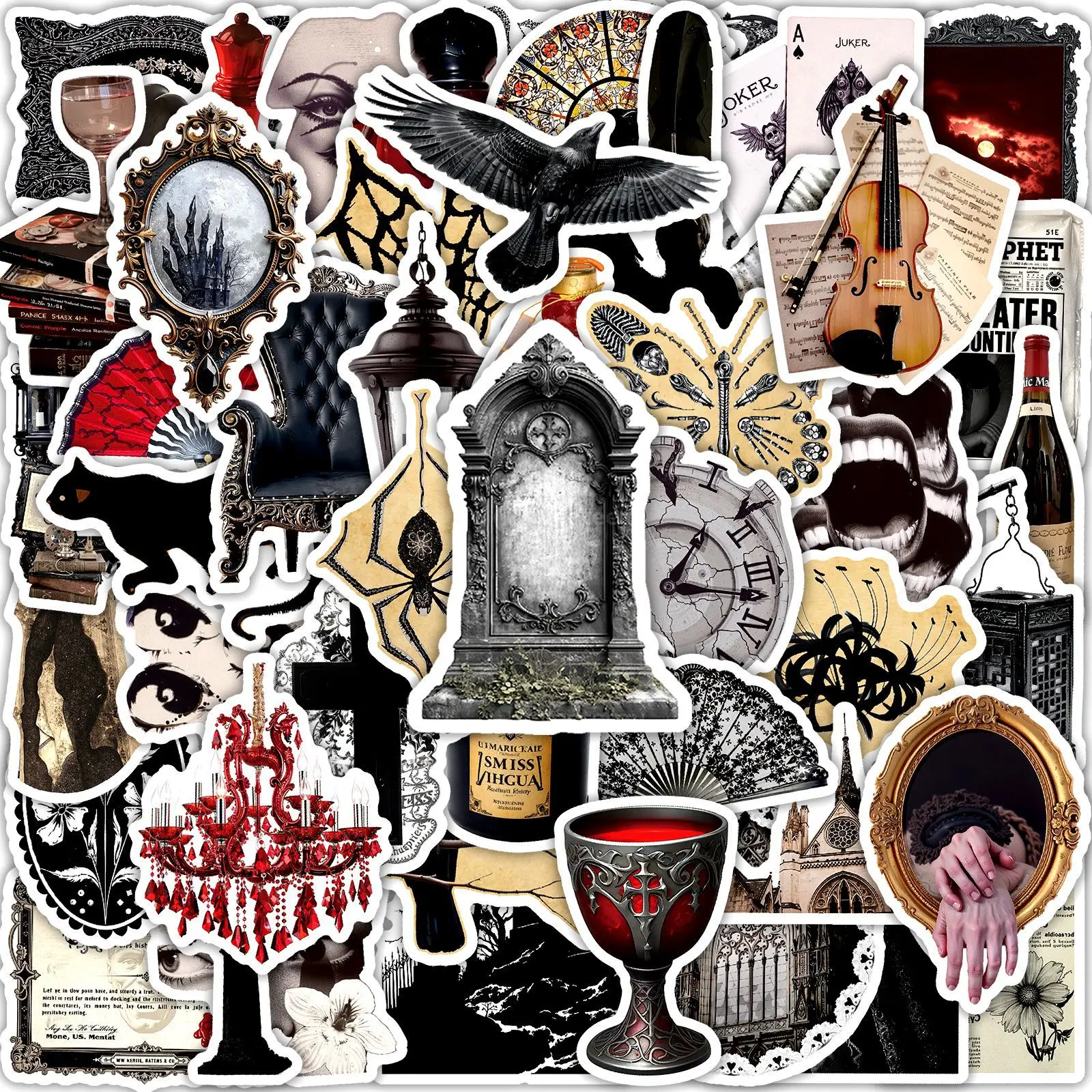 50 Stück Vintage Horror-Aufkleber Gotische Totenkopf-Graffiti-Sticker DIY Snowboard Laptop Gepäck Niedliche Halloween-Dekorationsaufkleber Geschenk